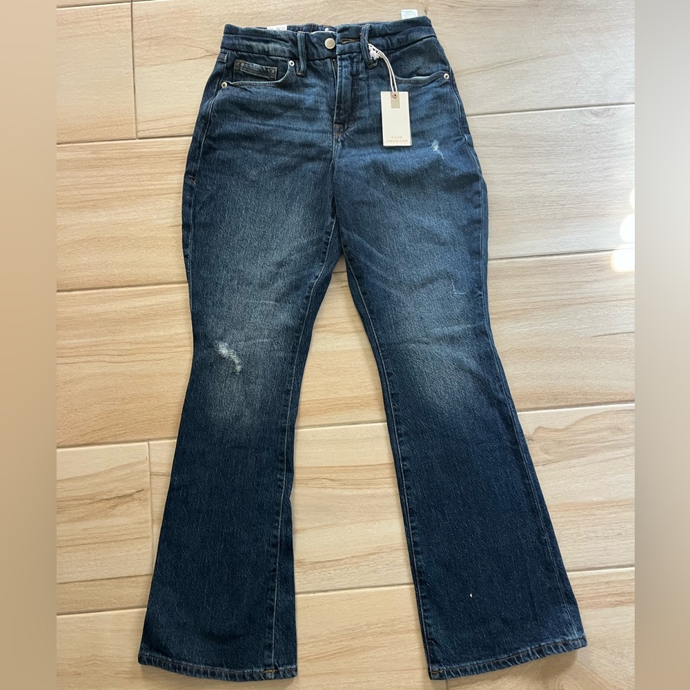 Good American Dark Blue Flare Jeans